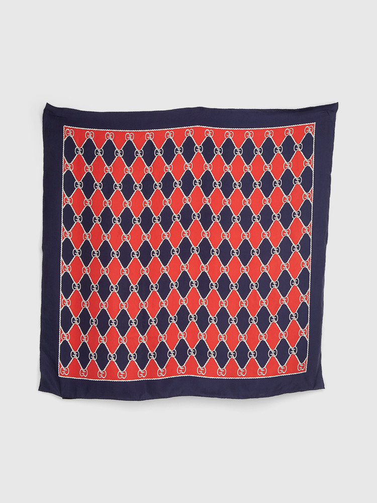 Gucci GG Rhombus Monogram Silk Scarf