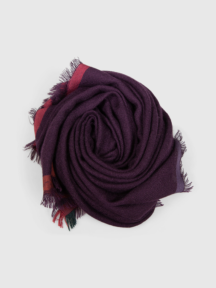Loro Piana Purple Cashmere Fringed Scarf