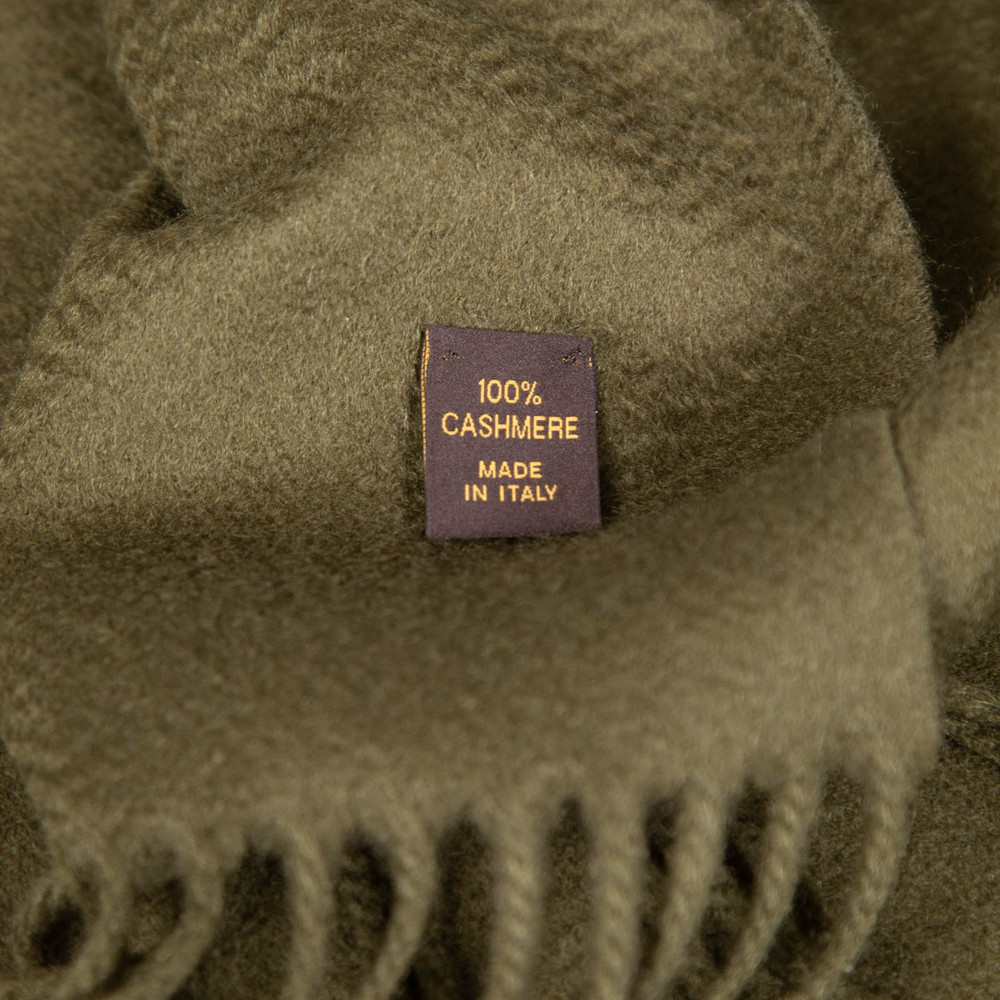 Loro Piana Green Cashmere Fringed Scarf