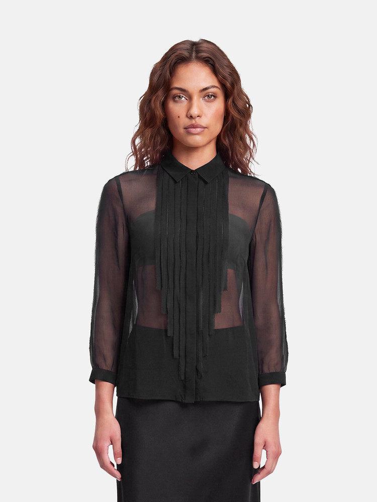 Burberry Black Silk Sheer Blouse