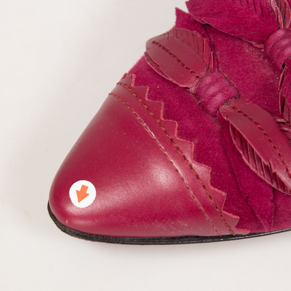 Tod's Fuchsia Suede Feather Detail Flats