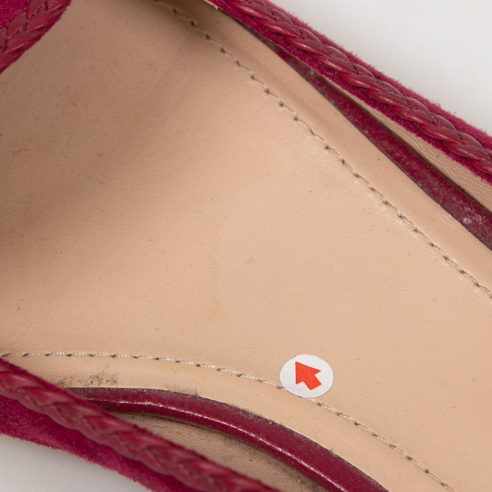 Tod's Fuchsia Suede Feather Detail Flats