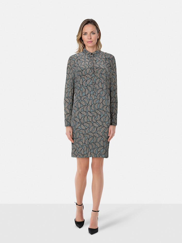 Burberry Feather Print Silk Dress