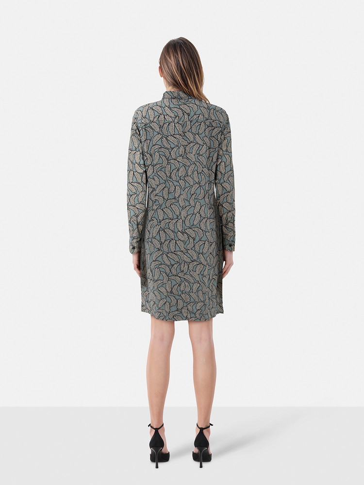 Burberry Feather Print Silk Dress