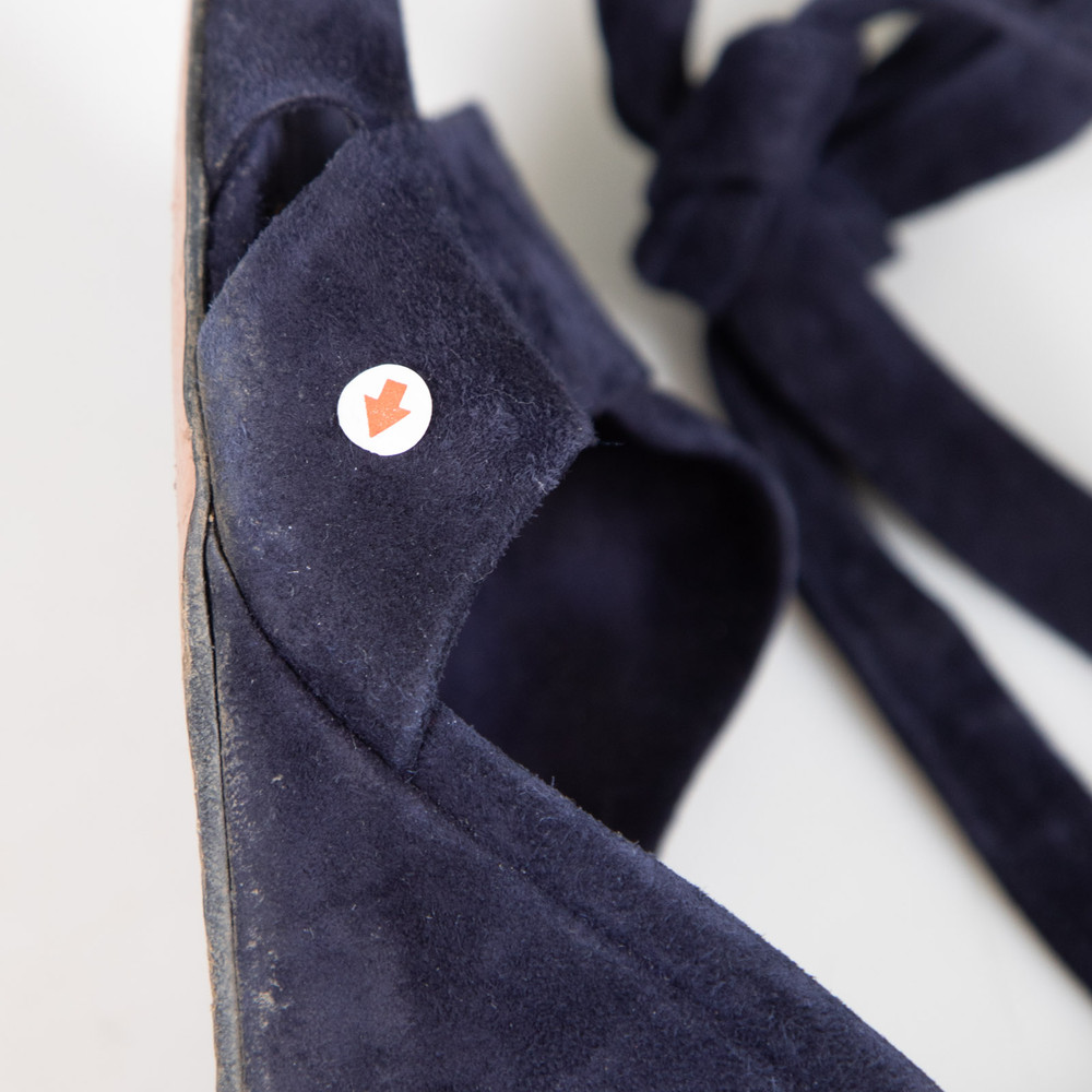 Aquazzura Navy Suede Tie Strap Wedges
