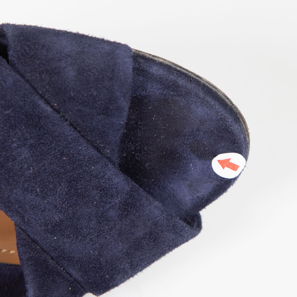 Aquazzura Navy Suede Tie Strap Wedges