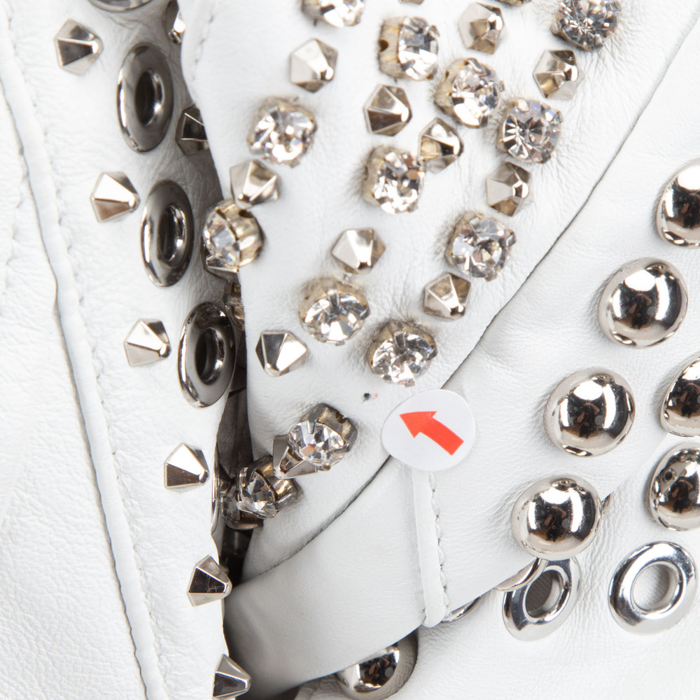 Philipp Plein White Studded Leather Jacket