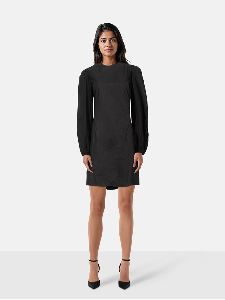 Ganni Black Long Sleeves Open Back Dress