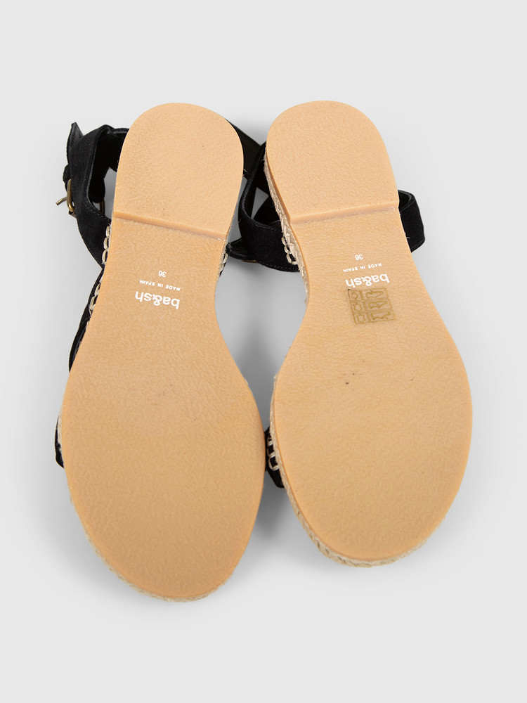 ba&sh Black Suede Espadrille Sandals