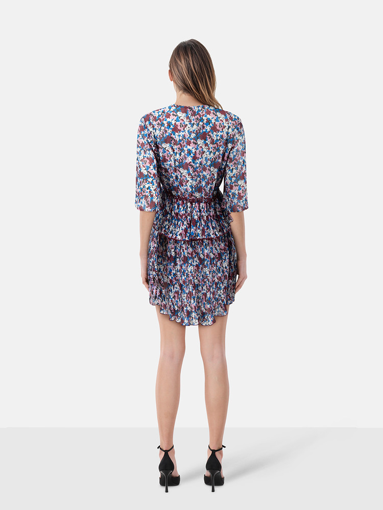 Ganni Floral Pleated Ruffle Dress