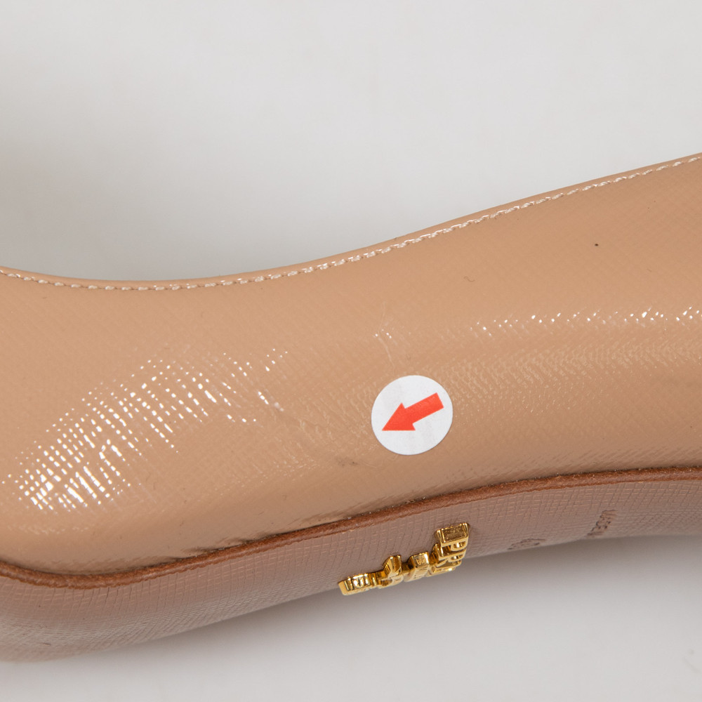 Prada Beige Patent Saffiano Leather Pumps