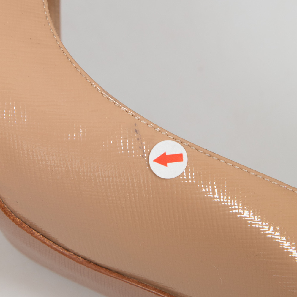 Prada Beige Patent Saffiano Leather Pumps