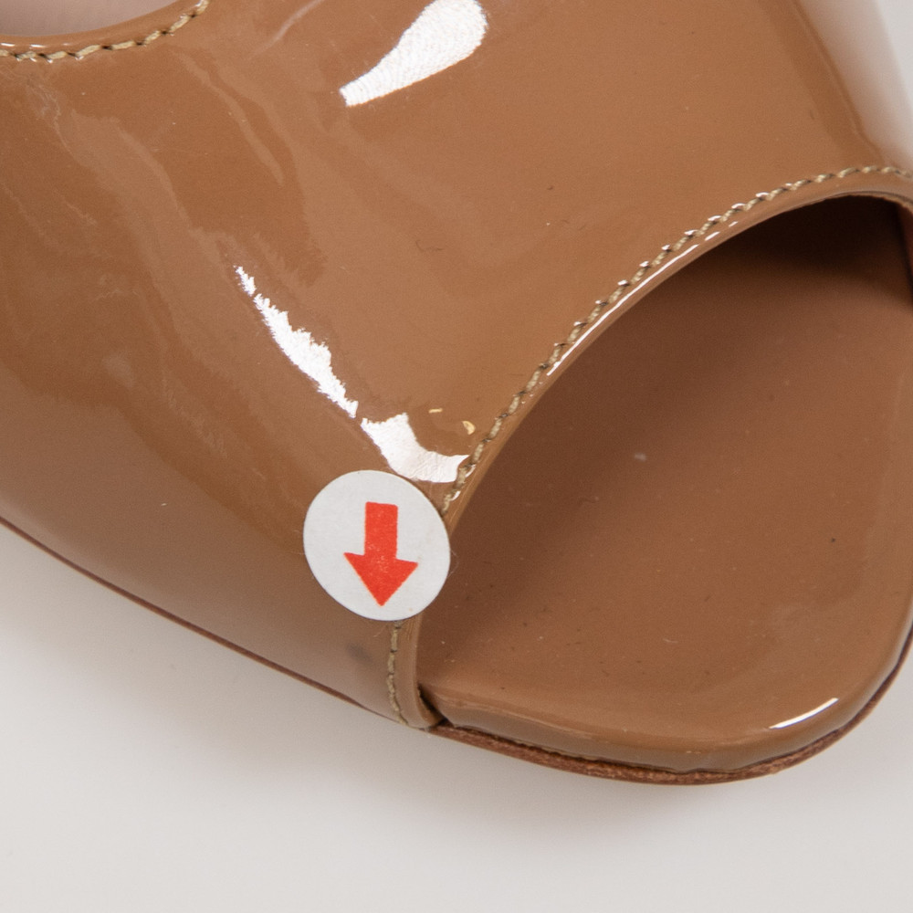 Miu Miu Brown Patent Wedge Sandals
