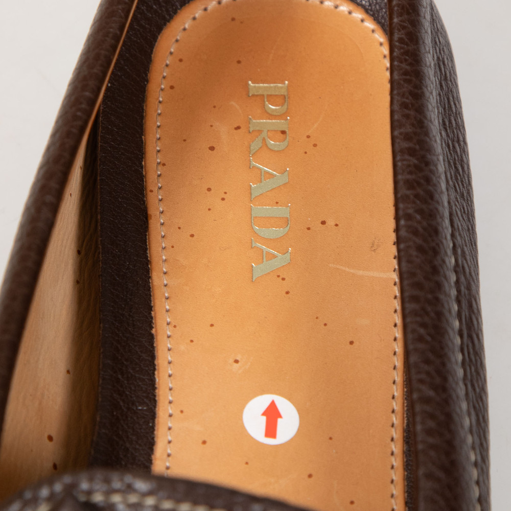 Prada Brown Leather Driving Loafers