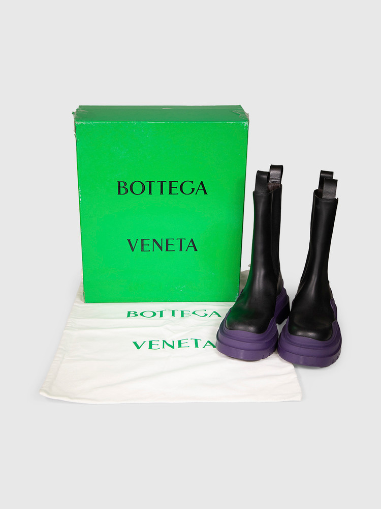 Bottega Veneta Black & Purple Tire Boots