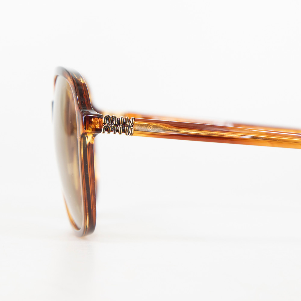 Miu Miu Striped Tobacco Yellow Lenses Sunglasses