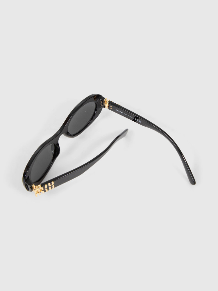 Miu Miu Black Acetate Oval Sunglasses