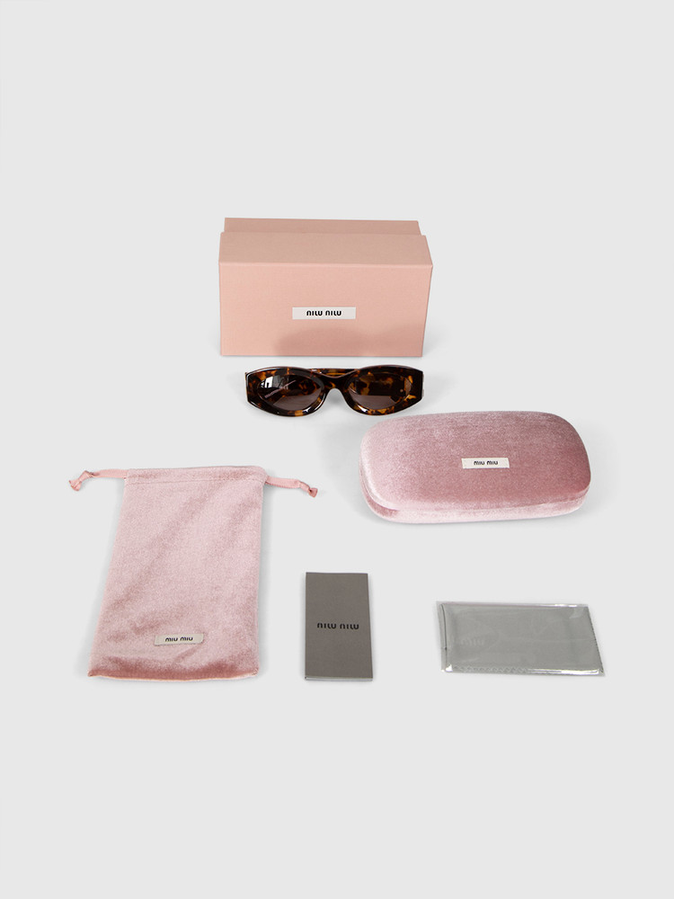 Miu Miu Honey Havana Tortoiseshell Oval Sunglasses