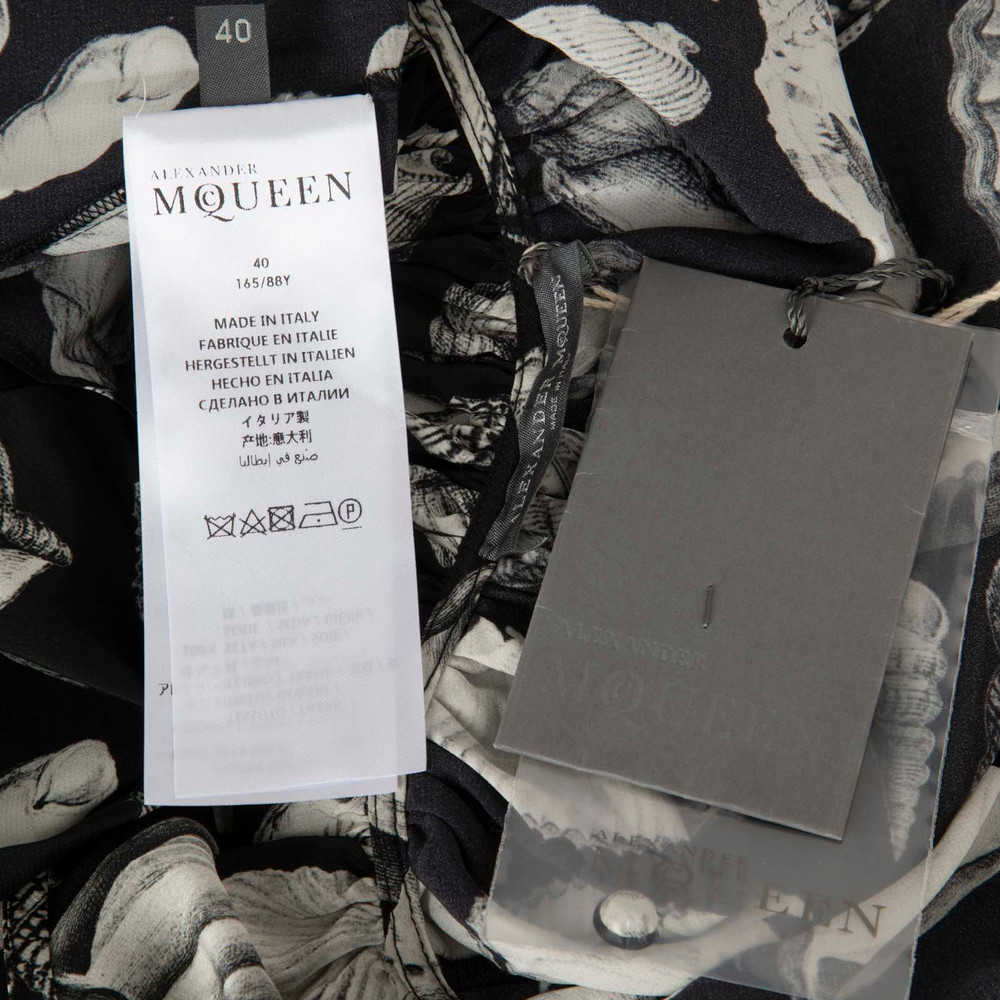 Alexander McQueen Seashell Silk High Low Hem Blouse