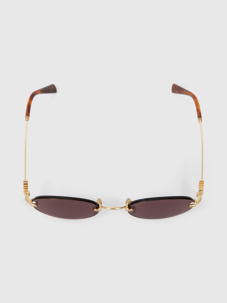 Miu Miu Gold Frame Violet Rimless Sunglasses
