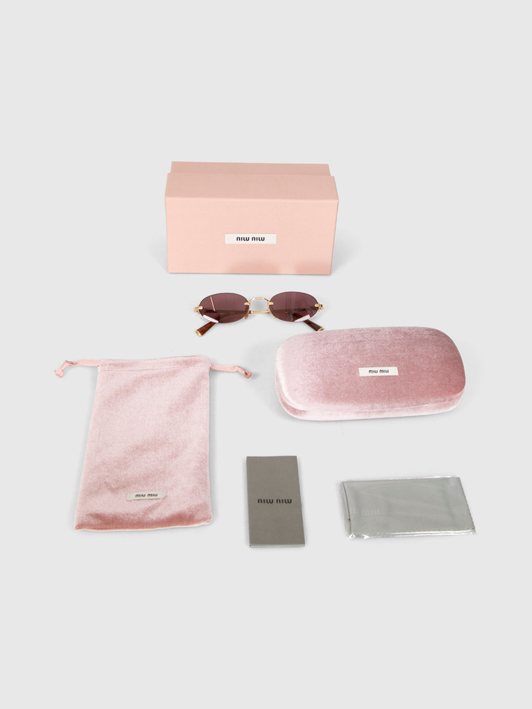 Miu Miu Gold Frame Violet Rimless Sunglasses