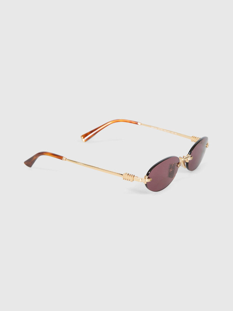 Miu Miu Gold Frame Violet Rimless Sunglasses