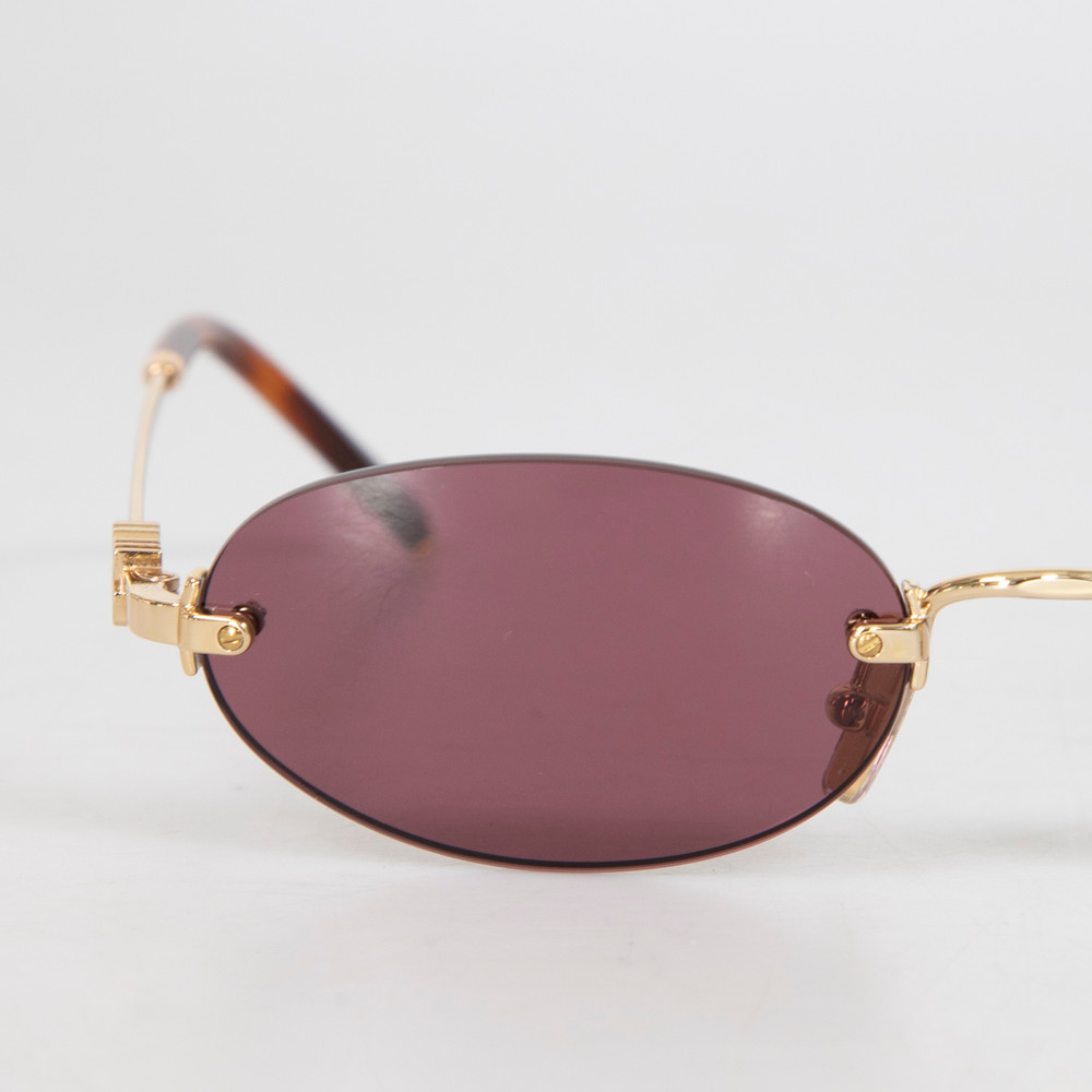 Miu Miu Gold Frame Violet Rimless Sunglasses