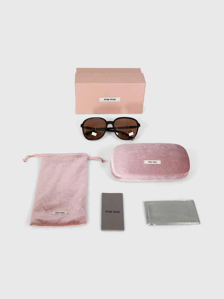 Miu Miu Black Frame Brown Lenses Sunglasses