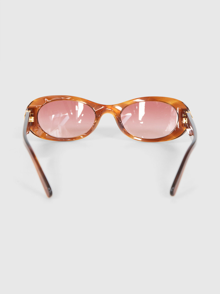 Miu Miu Striped Tobacco Oval Sunglasses
