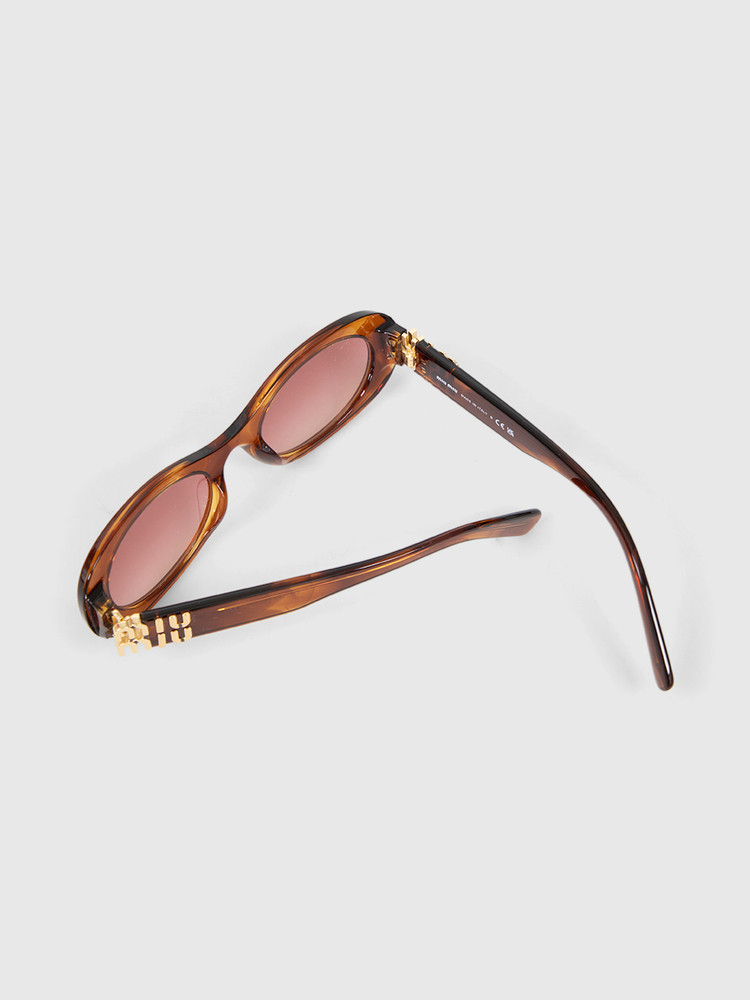 Miu Miu Striped Tobacco Oval Sunglasses