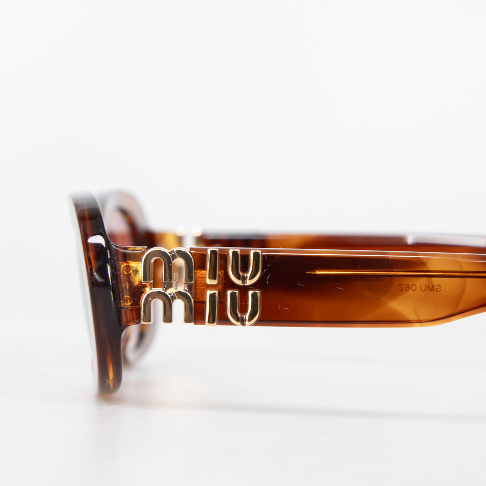 Miu Miu Striped Tobacco Oval Sunglasses