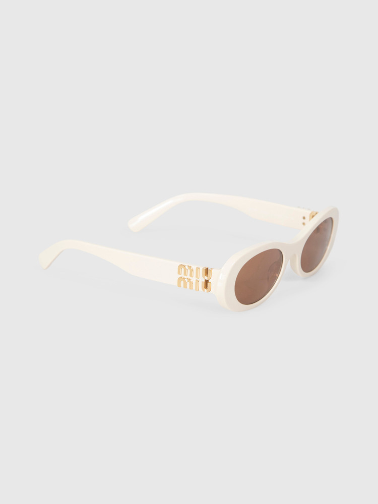Miu Miu Milk Ecru Acetate Oval Sunglasses