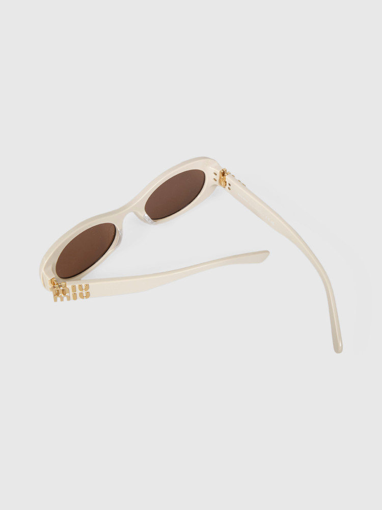 Miu Miu Milk Ecru Acetate Oval Sunglasses