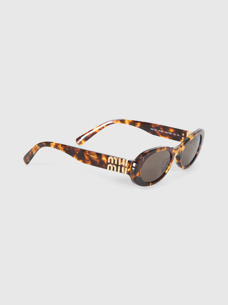 Miu Miu Havana Acetate Oval Sunglasses