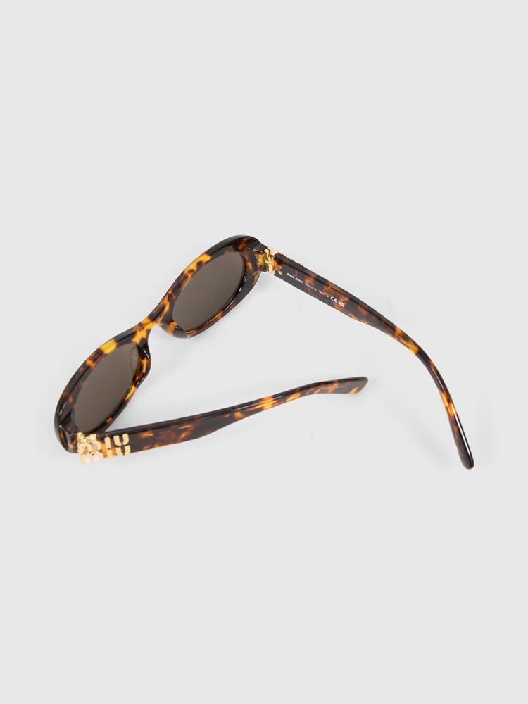 Miu Miu Havana Acetate Oval Sunglasses
