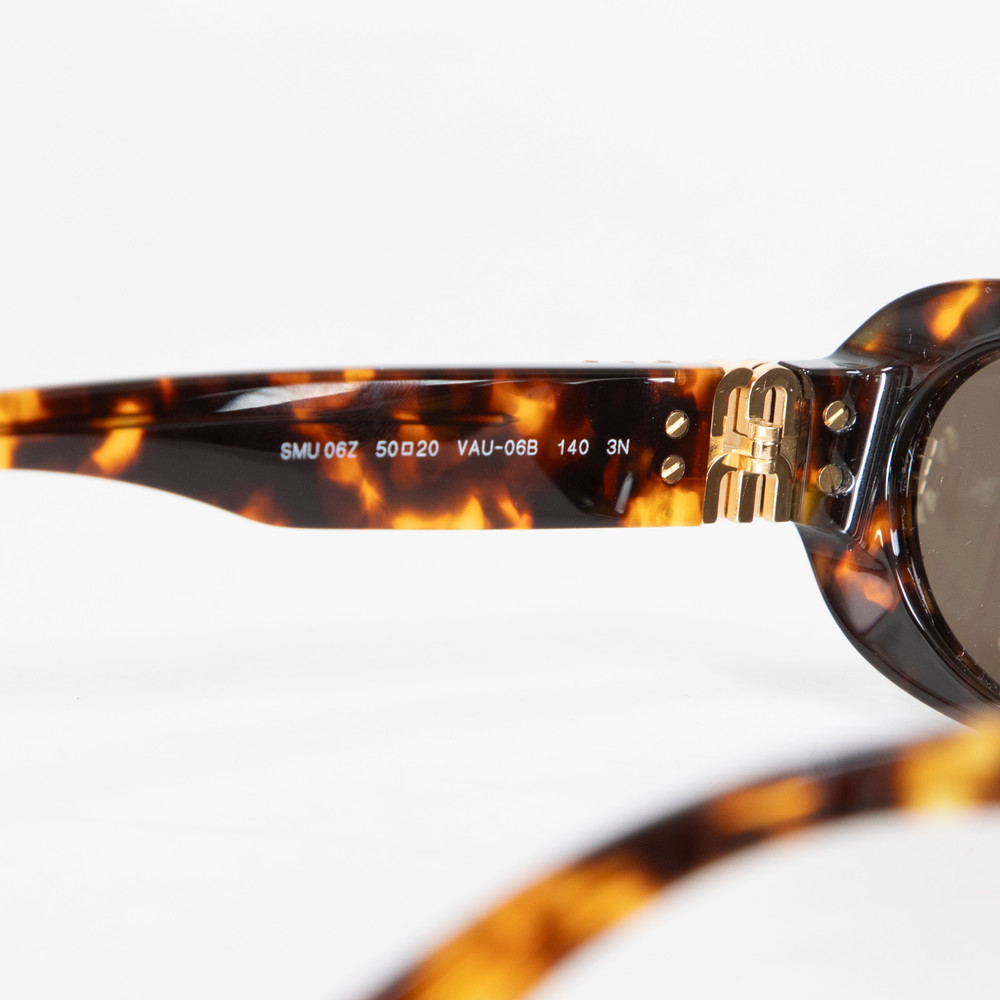 Miu Miu Havana Acetate Oval Sunglasses