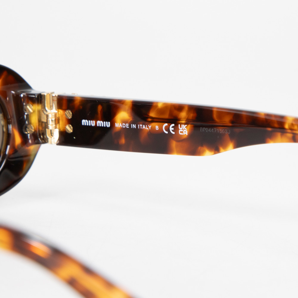 Miu Miu Havana Acetate Oval Sunglasses