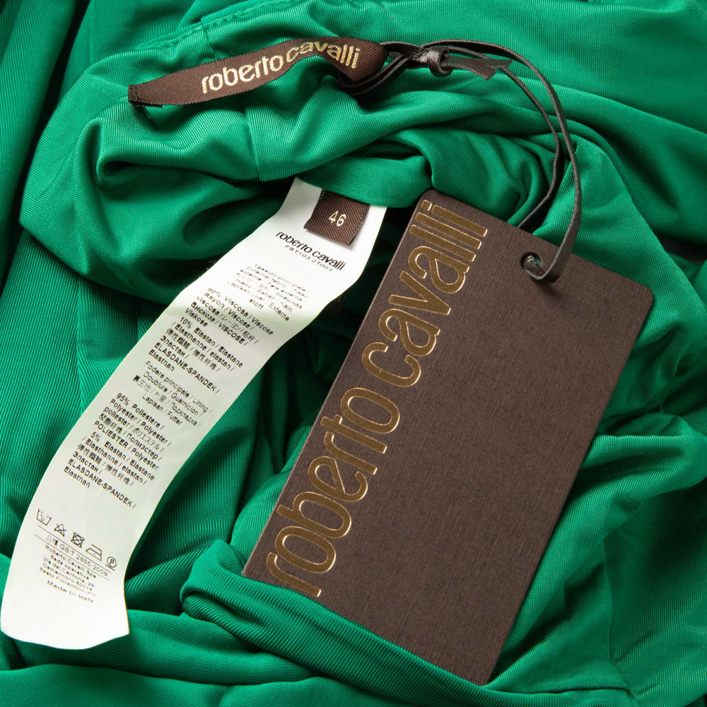 Roberto Cavalli Green Ruched Dress