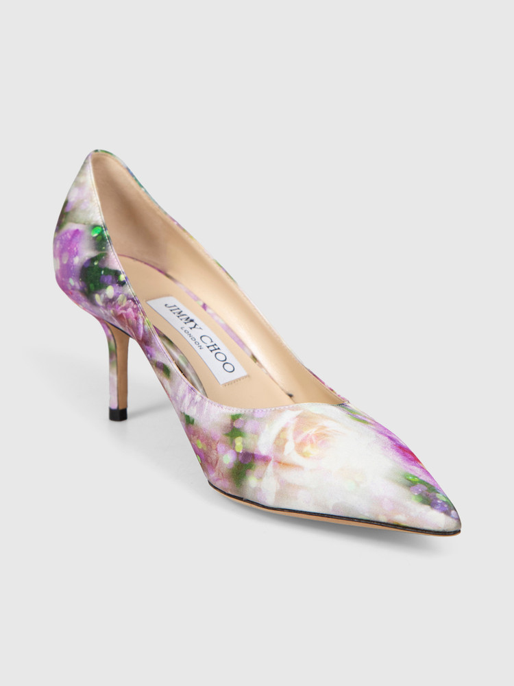 Jimmy Choo Floral Satin Point Toe Pumps