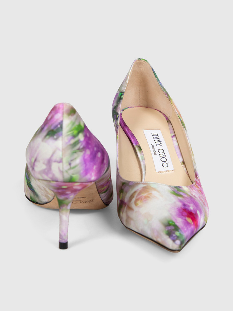 Jimmy Choo Floral Satin Point Toe Pumps