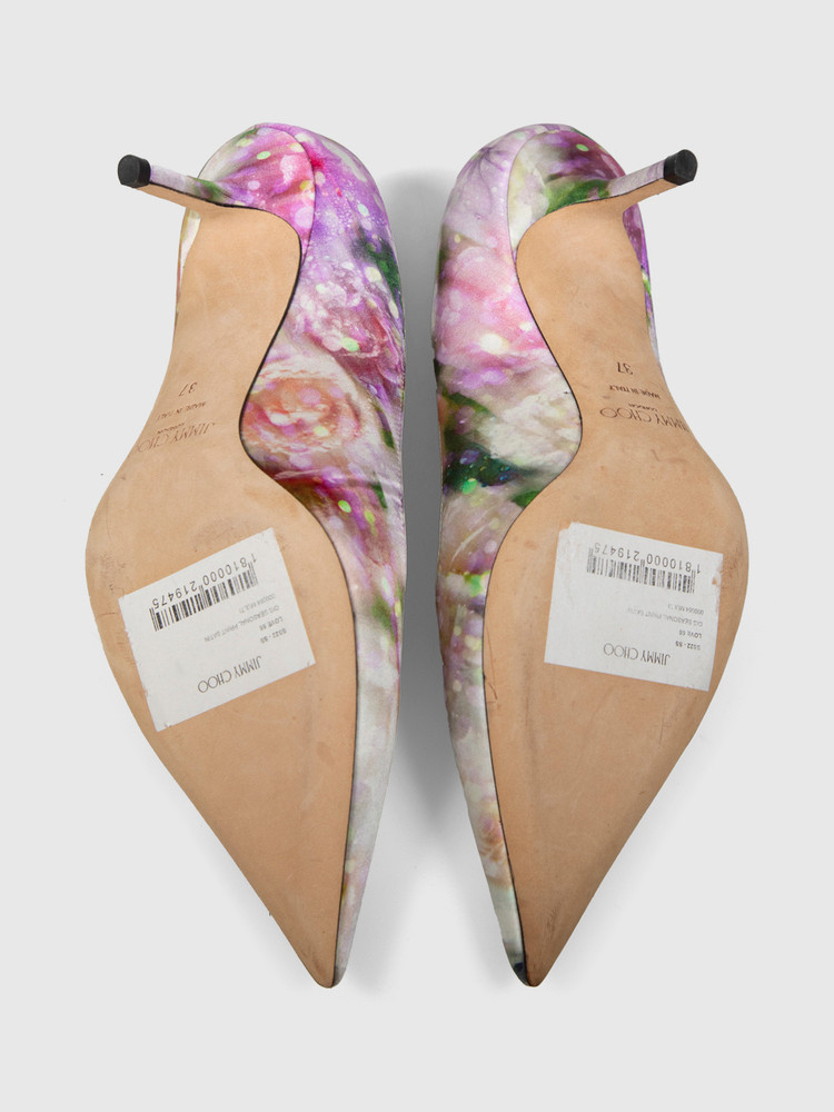 Jimmy Choo Floral Satin Point Toe Pumps
