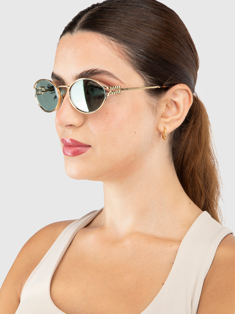 Miu Miu Gold Frame Green Lenses Sunglasses