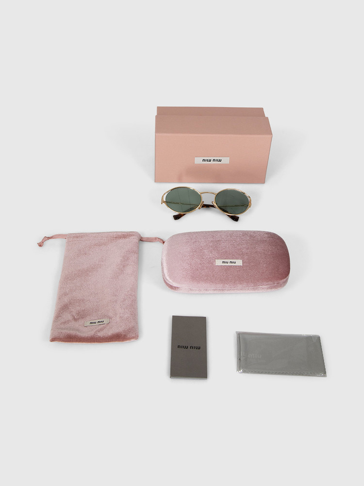 Miu Miu Gold Frame Green Lenses Sunglasses