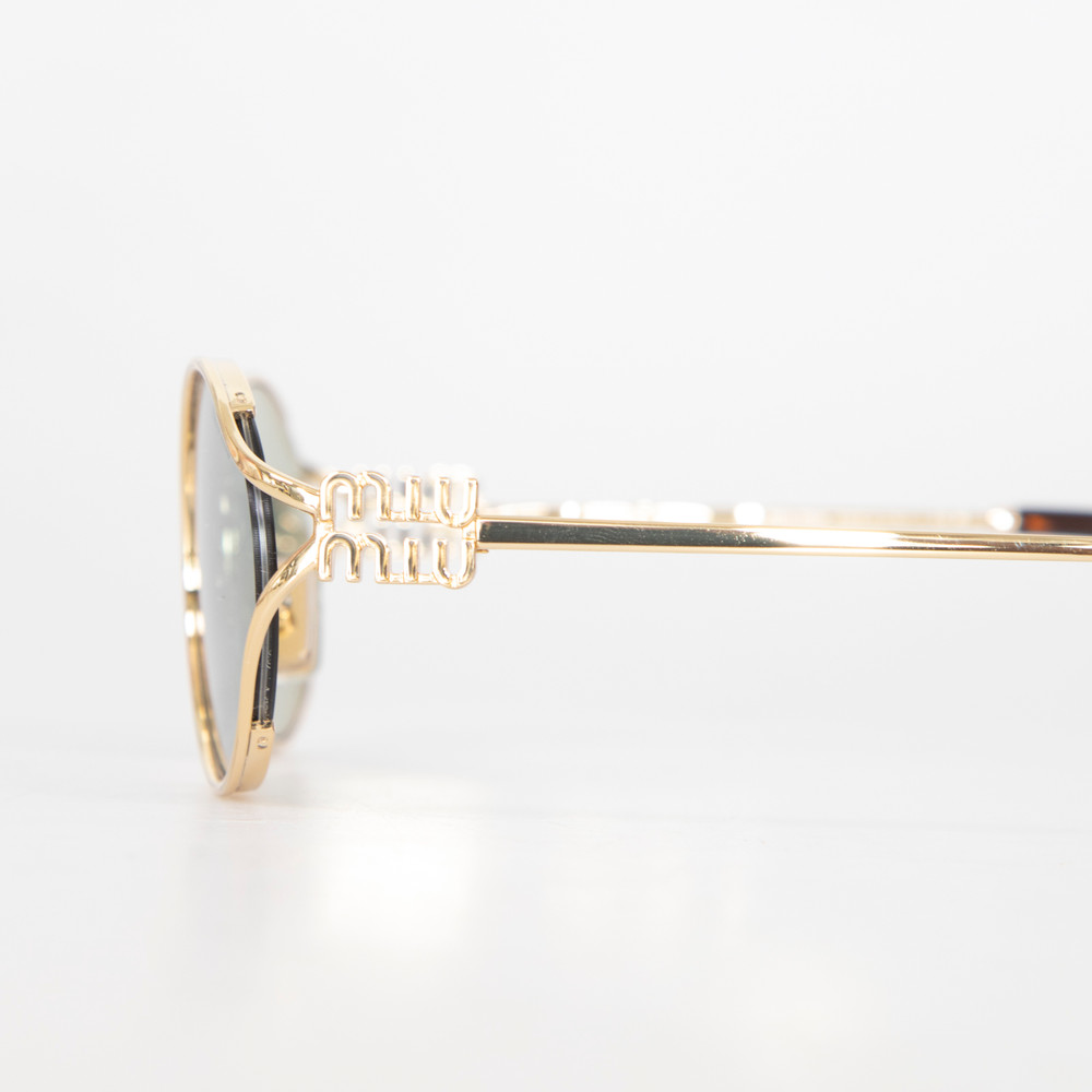 Miu Miu Gold Frame Green Lenses Sunglasses