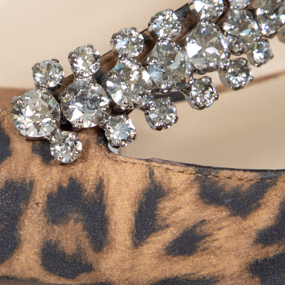 Jimmy Choo Brown Suede Leopard Embellished Flats