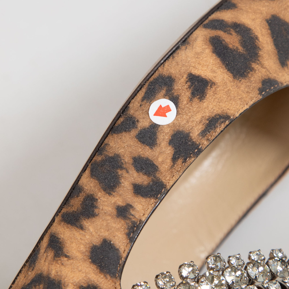 Jimmy Choo Brown Suede Leopard Embellished Flats