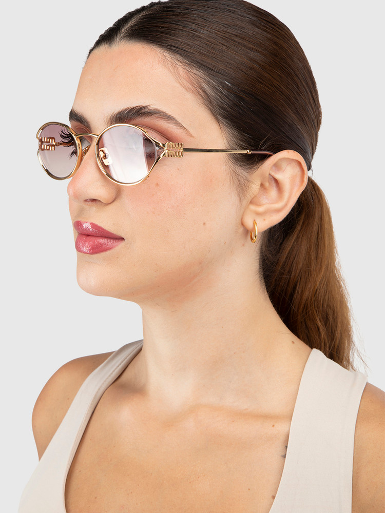 Miu Miu Gold Frame Violet Lenses Sunglasses