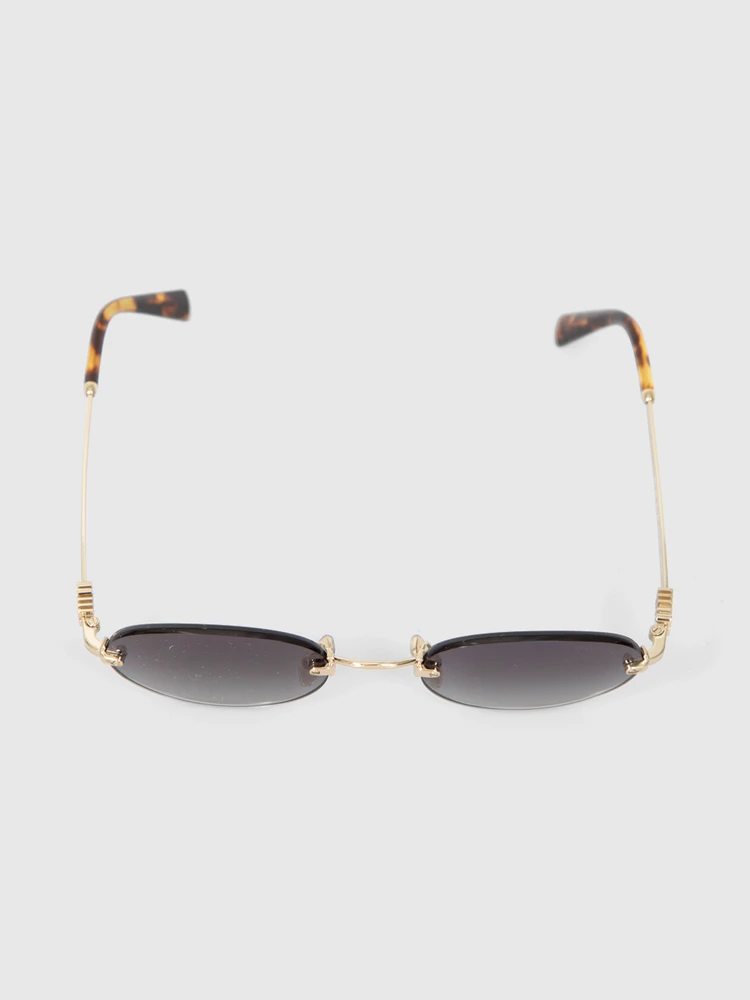 Miu Miu Gold Frame Grey Rimless Sunglasses