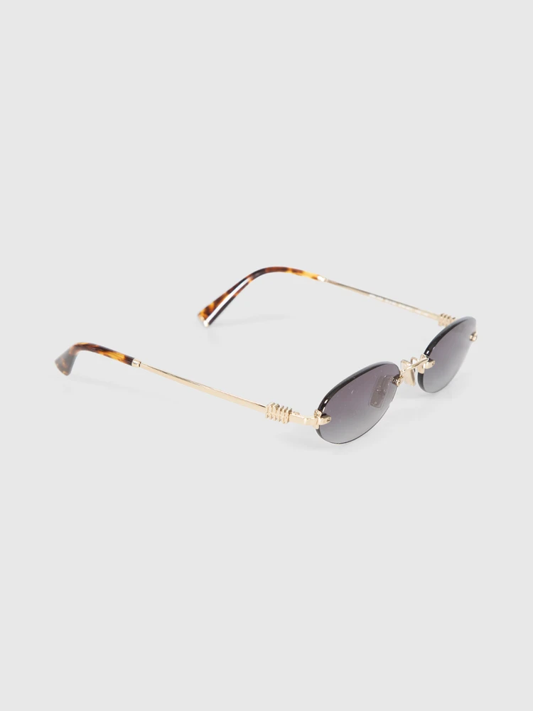 Miu Miu Gold Frame Grey Rimless Sunglasses