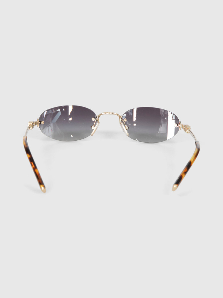 Miu Miu Gold Frame Grey Rimless Sunglasses